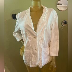 J. Jill Summer White Cotton Eyelet Blazer